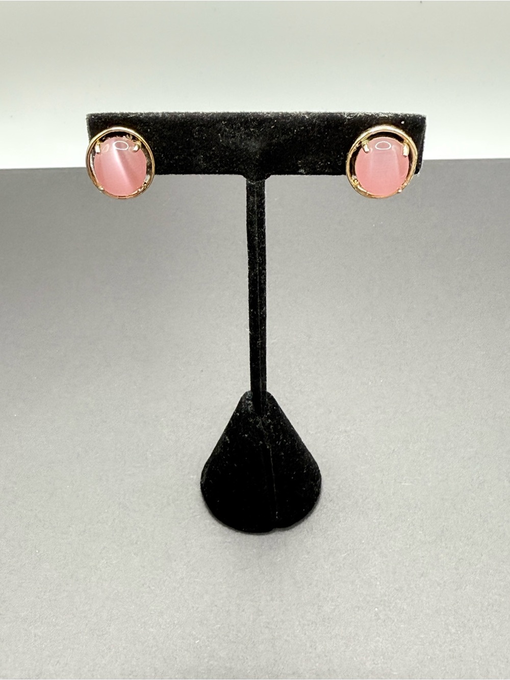 Pink Round Gold-Trim Stud Earrings - Women Jewelry